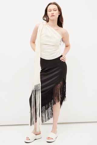 Asymmetrische Linnen Top - Ecru