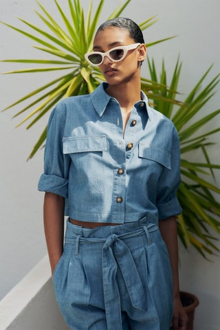 Korte Blouse - Hemelsblauw