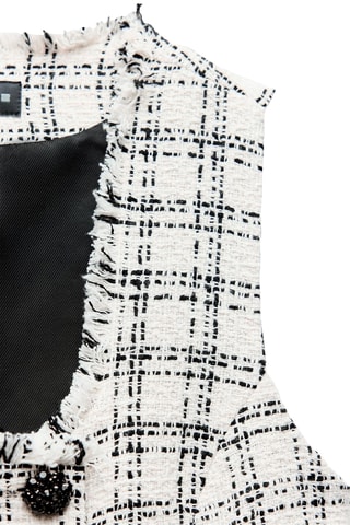 Mouwloos Tweed Jasje - Wit en Zwart