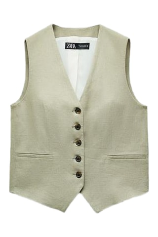 Linnen Gilet Lichtgrijs