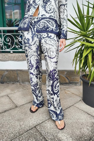 Broek - Ecru en Marineblauw