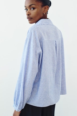 Camisa em linho - Azul e branco