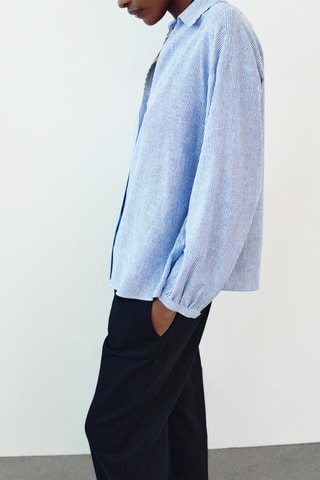 Camisa em linho - Azul e branco
