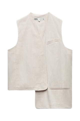 Linnen Gilet Ecru