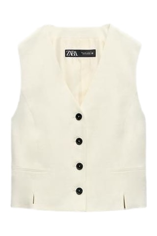 Linnen Gilet Ecru