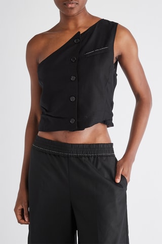 Asymmetrisch crop top - Zwart