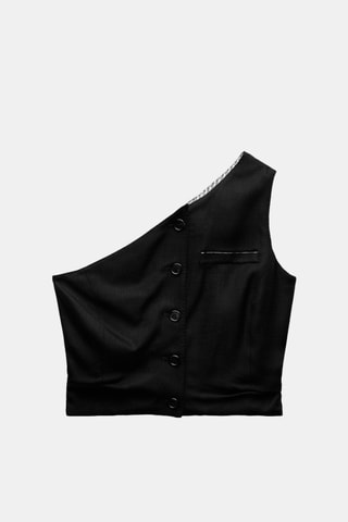 Asymmetrisch crop top - Zwart