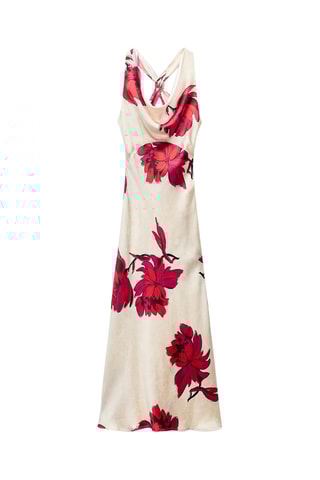 Lange jurk - Ecru en Rood