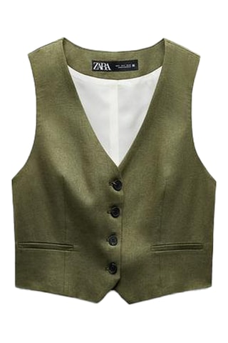Linnen Gilet Groen