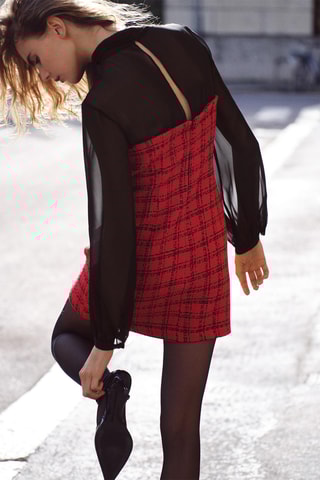 Tweed Rechte Jurk - Rood