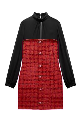 Tweed Rechte Jurk - Rood