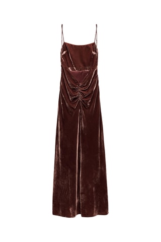 Lange Velours Jurk - Bruin
