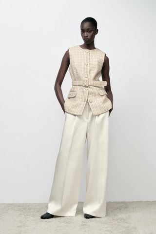 Mouwloos Tweed Jasje - Beige