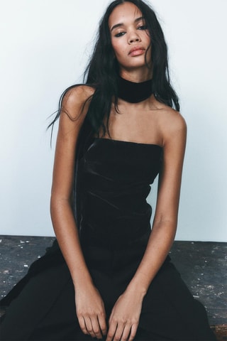 Velours Top - Zwart