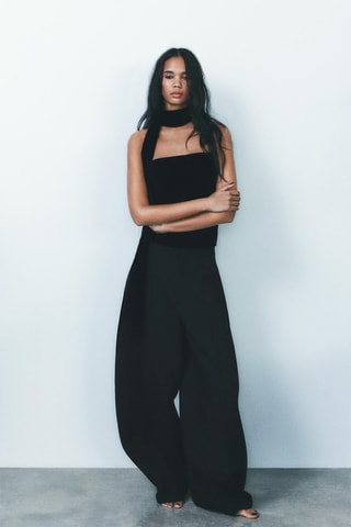 Velours Top - Zwart