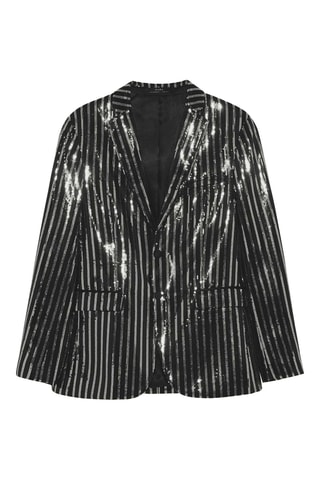 Blazer em linho - Preto e prateado