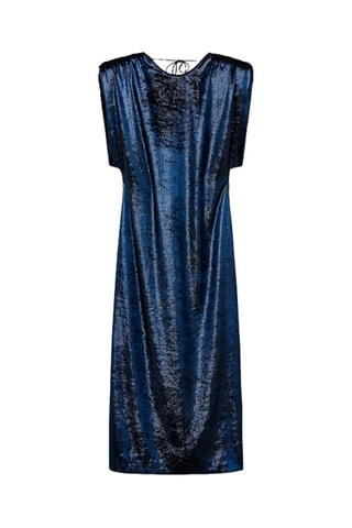 Velours Midi-jurk - Marineblauw