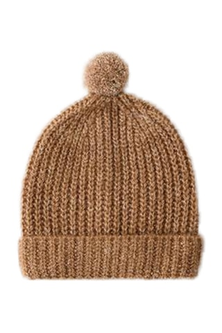 Muts met pompons - Lichtbruin