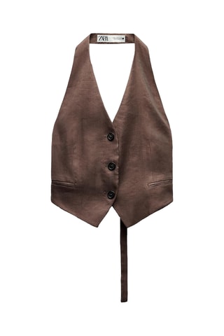 Linnen Gilet Bruin