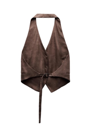 Linnen Gilet Bruin