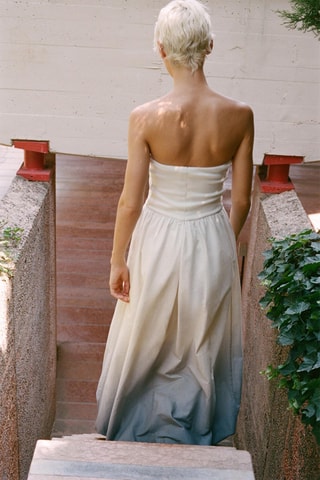 Strapless jurk dip and dye - Wit
