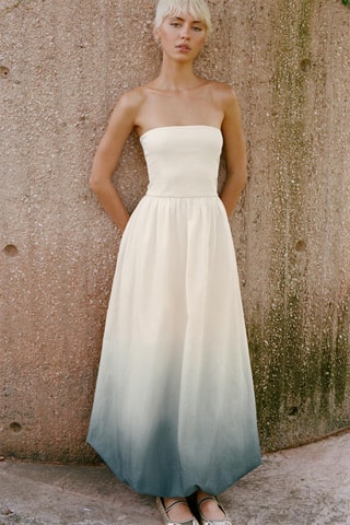 Strapless jurk dip and dye - Wit