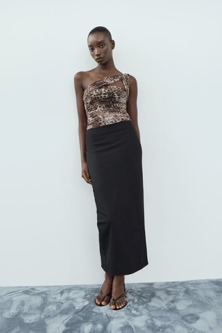 Asymmetrische Bodysuit - Bruin
