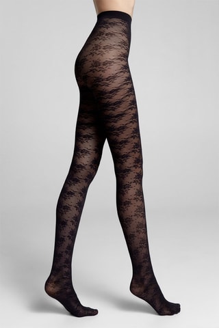 2 collants Rose Dentelle - 40 deniers - Noir