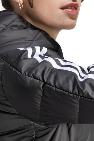 Lange Gewatteerde Jas met Capuchon Essentials - Zwart