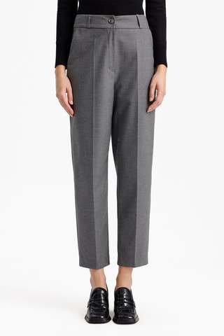Pantalon carotte 7/8 taille haute - Gris chiné