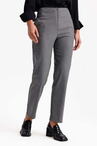Pantalon carotte taille haute - Gris chiné