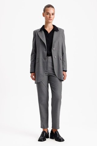 Pantalon carotte taille haute - Gris chiné