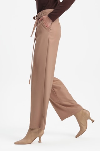 Pantalon wide legs taille haute - Taupe