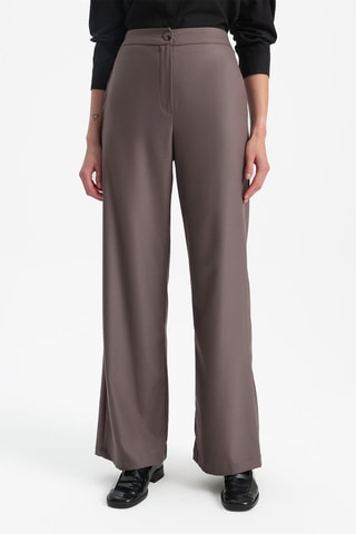 Pantalon wide legs taille haute - Marron