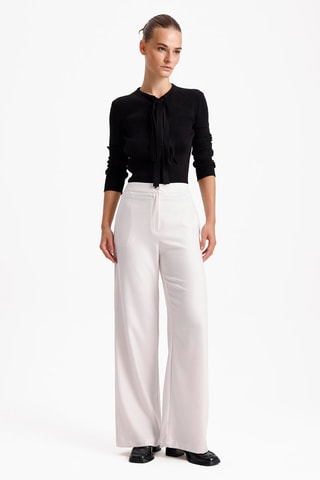 Pantalon wide legs taille haute - Ecru