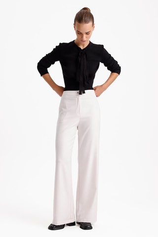 Pantalon wide legs taille haute - Ecru