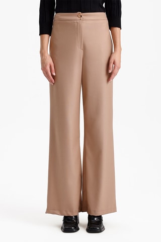 Pantalon wide legs taille haute - Taupe