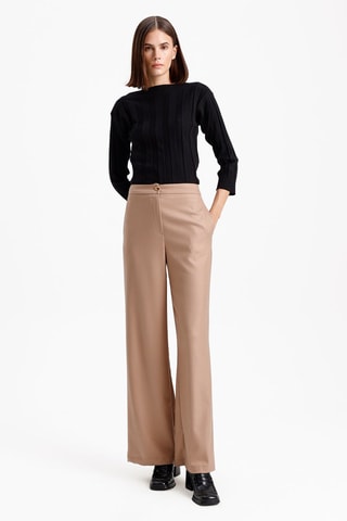 Pantalon wide legs taille haute - Taupe