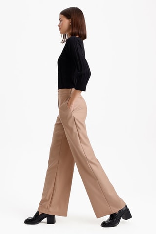 Pantalon wide legs taille haute - Taupe