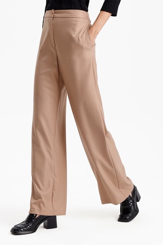 Pantalon wide legs taille haute - Taupe