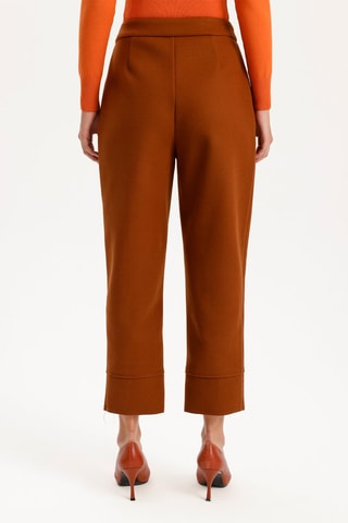 Pantalon carotte taille haute - Marron