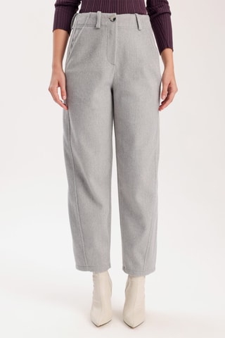 Pantalon carotte taille haute - Gris clair