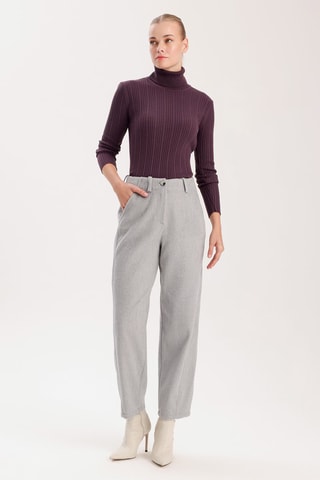 Pantalon carotte taille haute - Gris clair