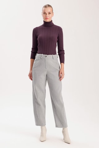 Pantalon carotte taille haute - Gris clair