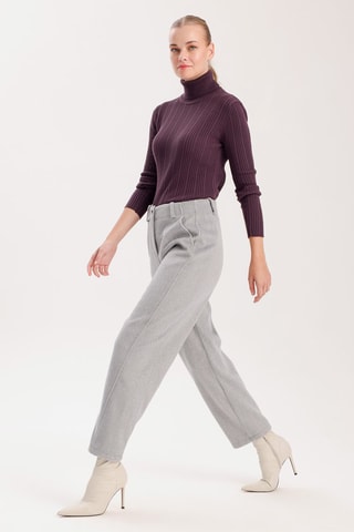 Pantalon carotte taille haute - Gris clair