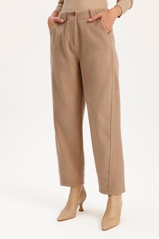 Pantalon carotte taille haute - Taupe