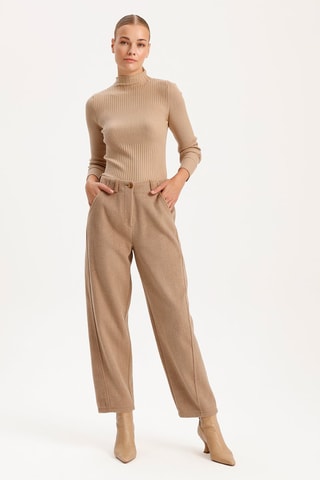 Pantalon carotte taille haute - Taupe