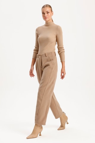 Pantalon carotte taille haute - Taupe