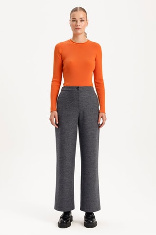 Pantalon wide legs en laine taille haute - Anthracite