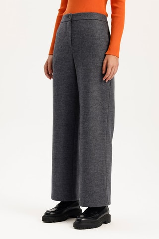 Pantalon wide legs en laine taille haute - Anthracite